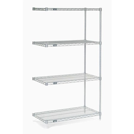 Nexel 5 Tier Silver Epoxy Wire Shelving Add-On Unit, 36W x 18D x 86H A18368EP5
